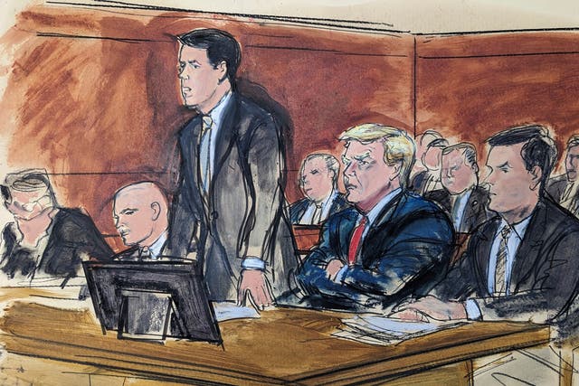 <p>Court sketch of Trump at his arraignment </p>