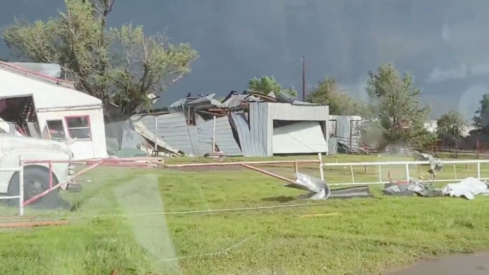 A view of a damaged site in Perryton