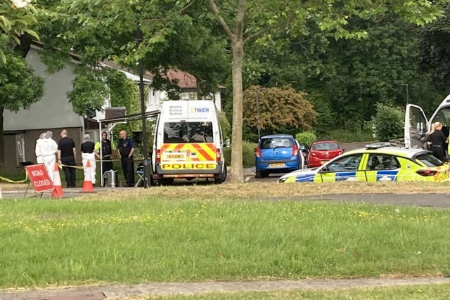 <p>Police at the scene in Bath </p>