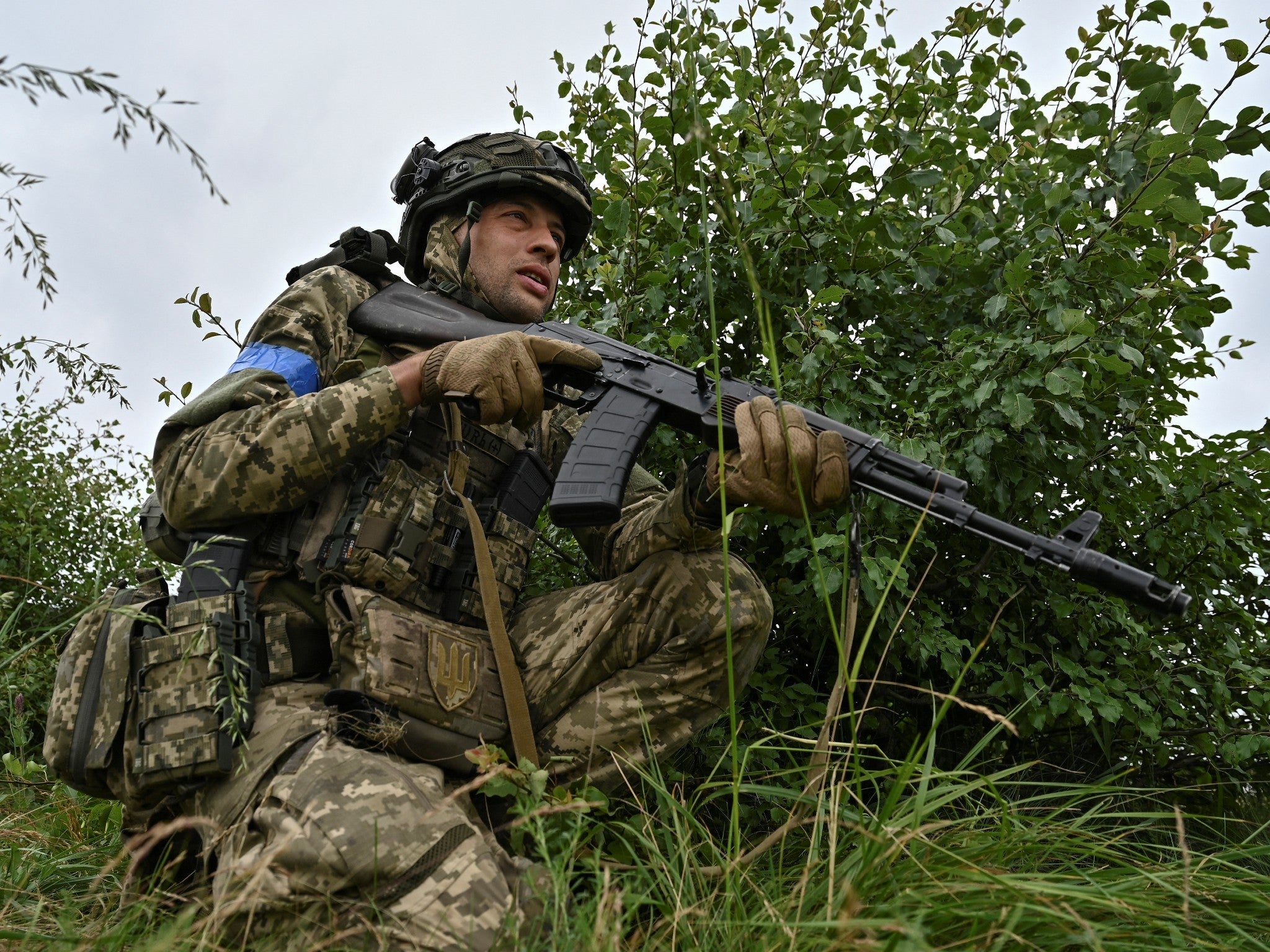 A Ukrainian soldier in the Zaporizhzhia region