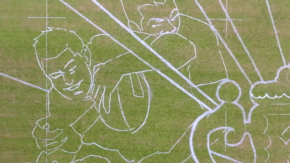 Rugby legend Jason Robinson creates pitch art to celebrate iconic World Cup moments