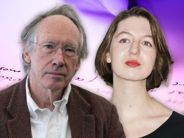 <p>Ian McEwan, left, part of the ‘old guard’ of male literary icons, and Sally Rooney, right, part of the new, women-driven paradigm </p>