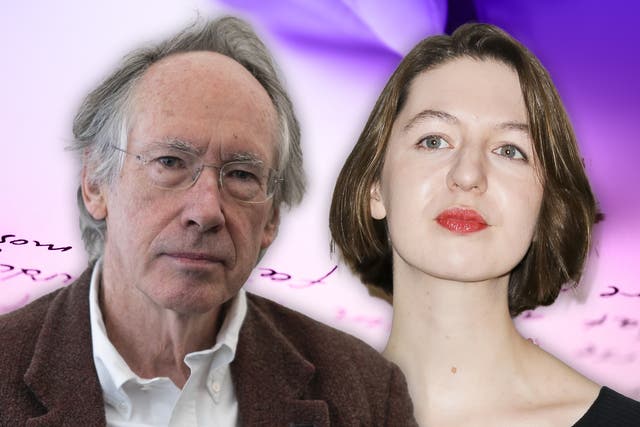 <p>Ian McEwan, left, part of the ‘old guard’ of male literary icons, and Sally Rooney, right, part of the new, women-driven paradigm </p>