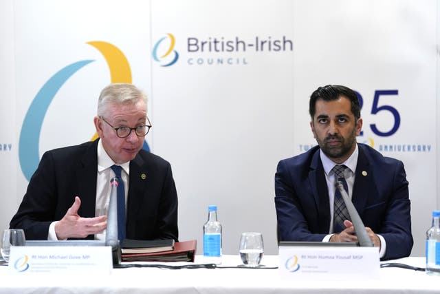 Michael Gove, left, and First Minister Humza Yousaf at the British-Irish Council summit (Andrew Matthews/PA)