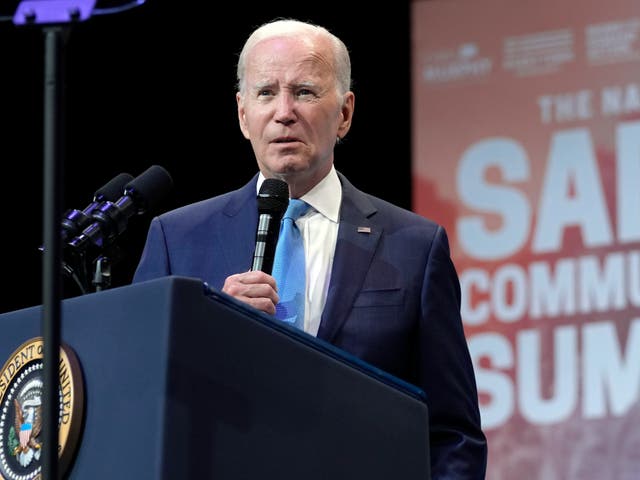 <p>President Joe Biden speaks at the National Safer Communities Summit at the University of Hartford in West Hartford, Conn., Friday, June 16, 2023</p>
