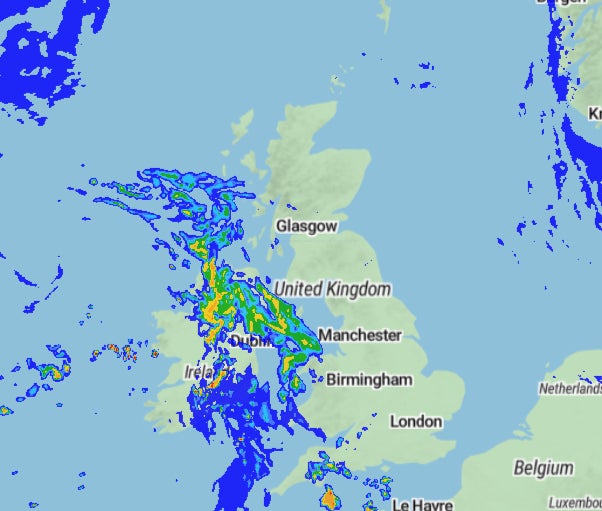 Rainfall forecast for UK