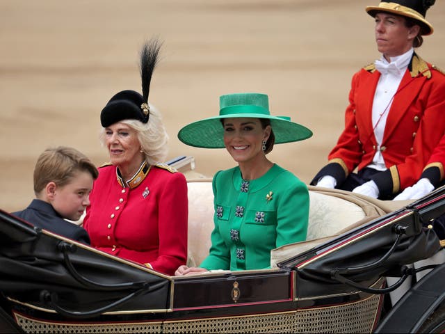 <p>Queen Camilla, Princess of Wales, and Prince George </p>