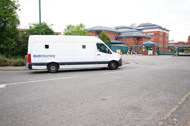 <p>A prison van arrives at Nottingham Magistrates' Court where Valdo Calocane, 31, is charged with the murder of three people killed in Nottingham in a knife and van attack</p>