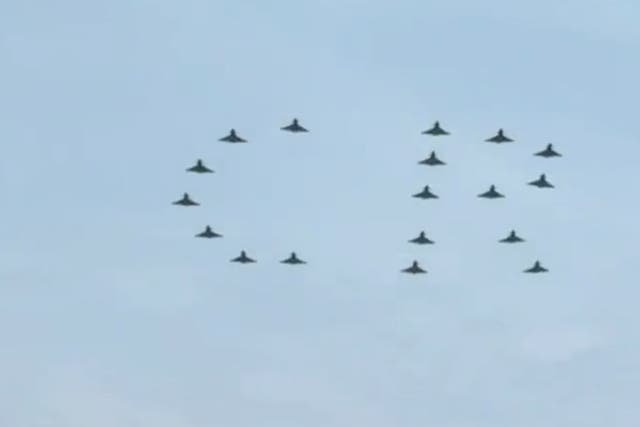 <p>Typhoons surprise King during Trooping the Colour flypast with impressive ‘CR’ formation</p>