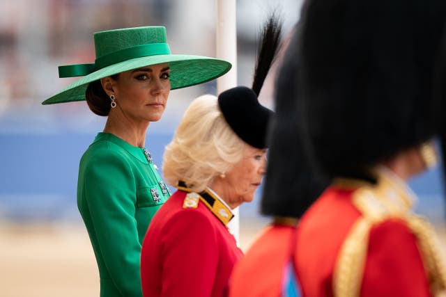 <p>The Princess of Wales (left) and Queen Camilla during the Trooping the Colour ceremony</p>