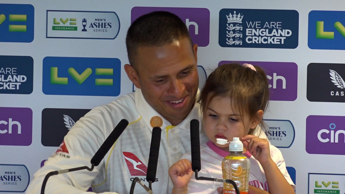 Watch: Usman Khawaja’s adorable daughter steals the show in Ashes press conference