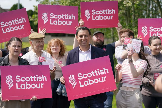 Scottish Labour leader Anas Sarwar (centre) said the party is not complacent (Andrew Milligan/PA)