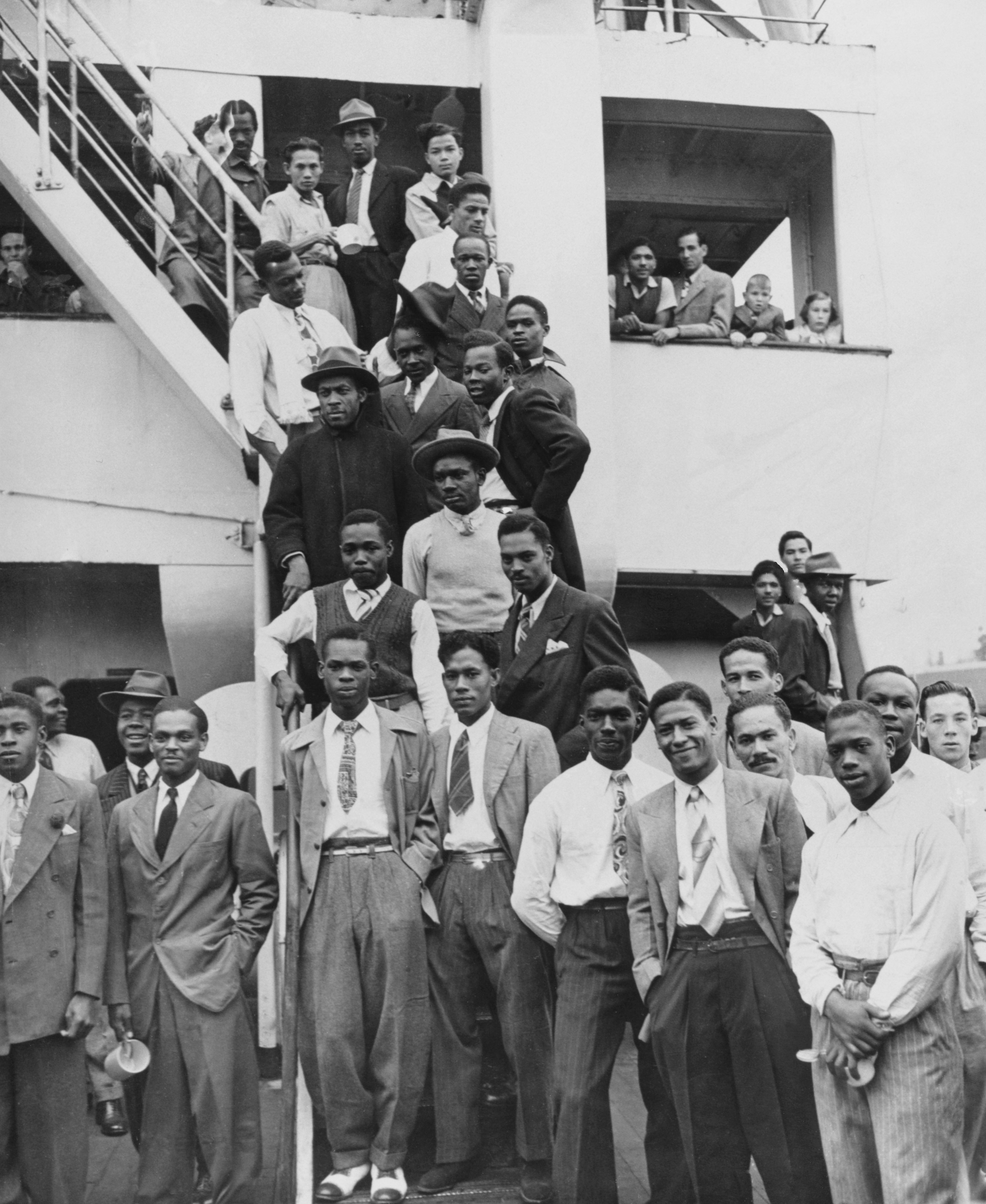 Jamaican immigrants arriving at Tilbury Docks in Essex, 22nd June 1948.