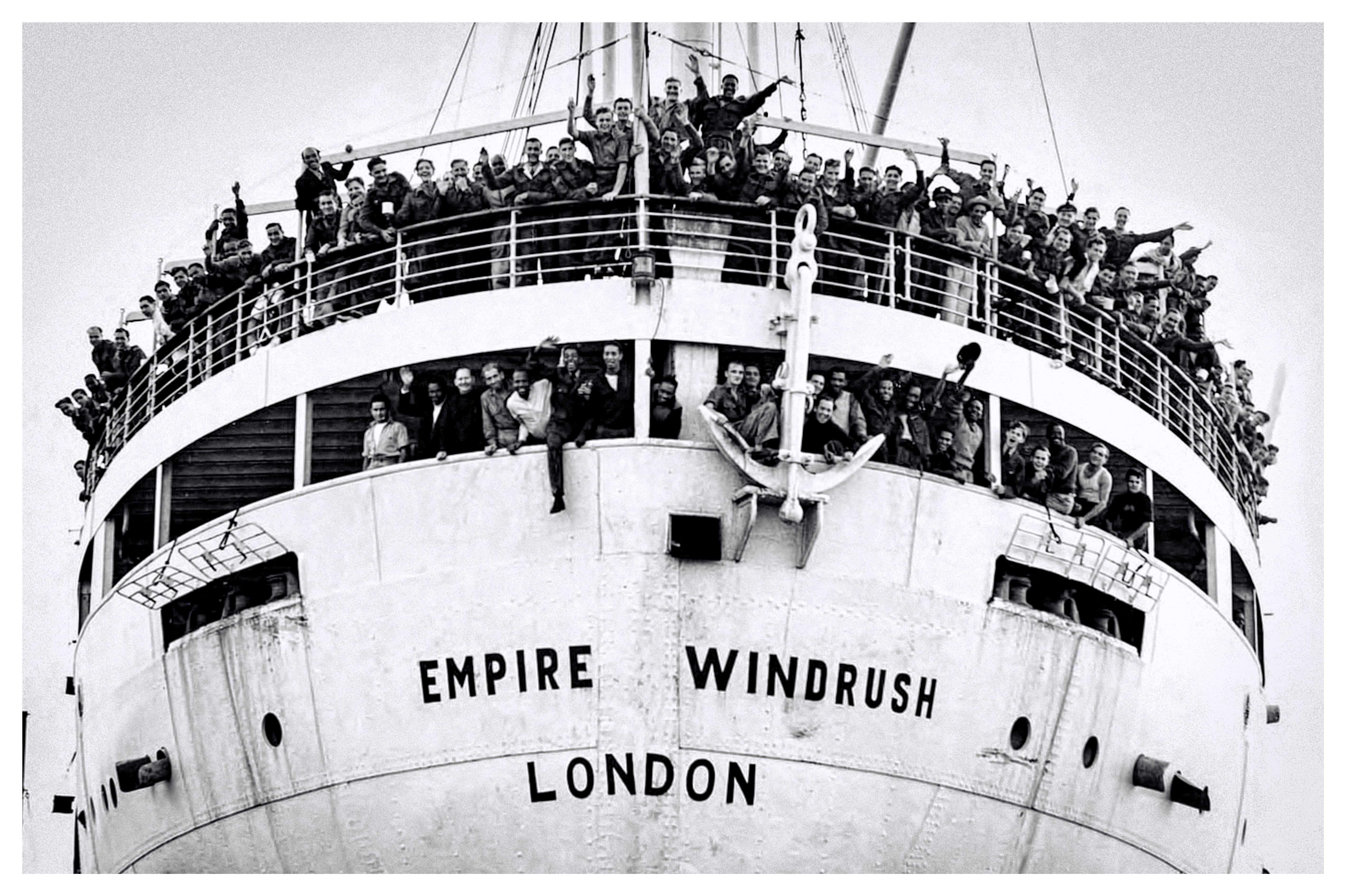 Empire Windrush packed with West Indian immigrants on arrival at the Port of Tilbury on the River Thames on 22 June 1948. This event is often cited as the start of the postwar immigration boom that was to change British society forever. The British Nationality Act 1948 gave British citizenship to all people living in Commonwealth countries with full rights of entry and settlement in Britain.