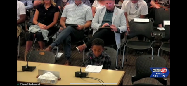 <p>Gavin Alston, 10, spoke to the city council this month about his personal experience of racism as a fourth-grader in Redmond, Oregon</p>