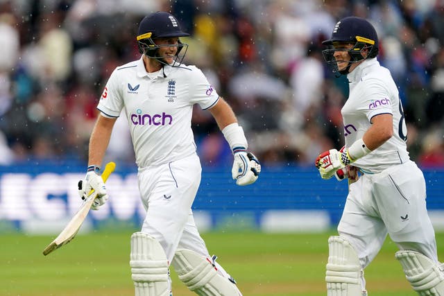 Joe Root, left, and Ollie Pope will be hoping for big scores on Monday (Mike Egerton/PA)