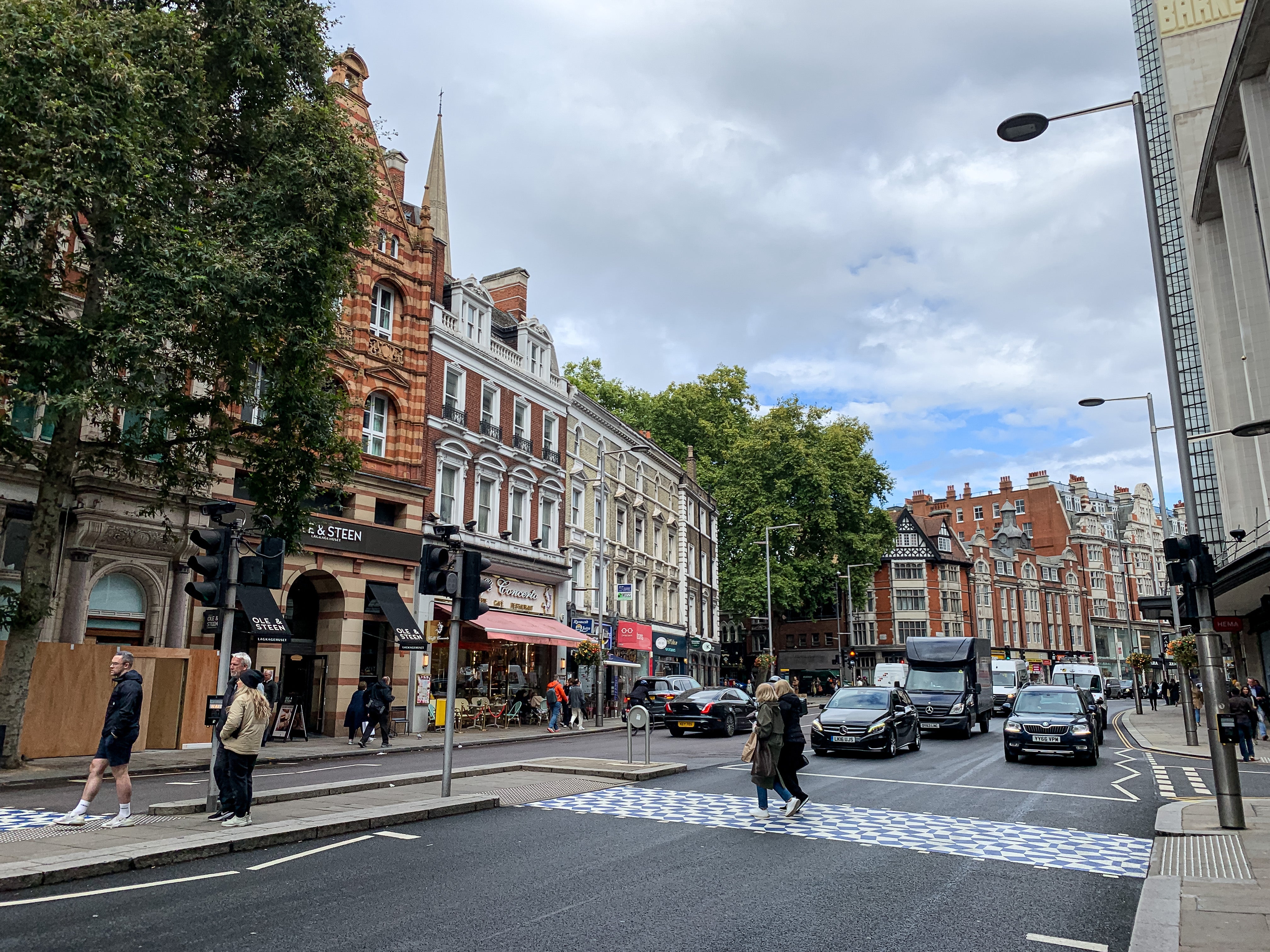 Kensington High Street boasts both high-end and high-street store fronts