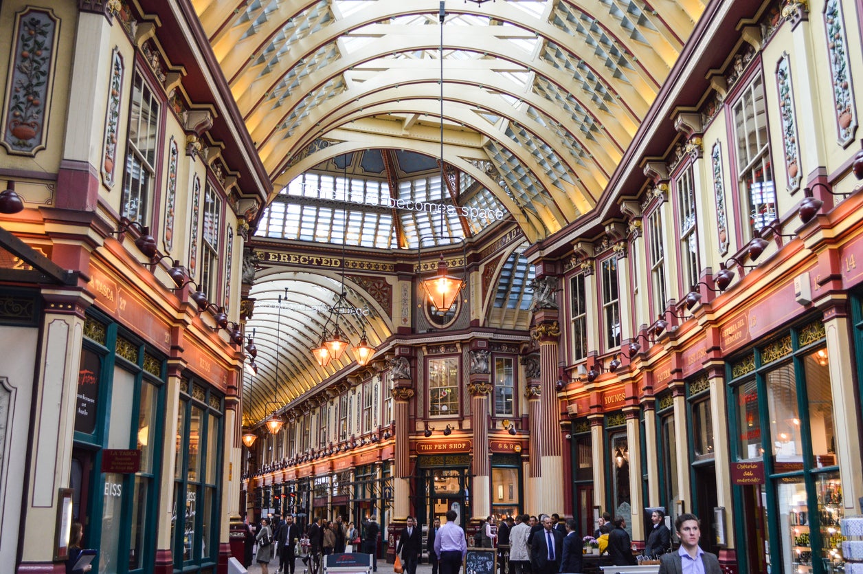 Leadenhall Market on Gracechurch Street featured in two Harry Potter films