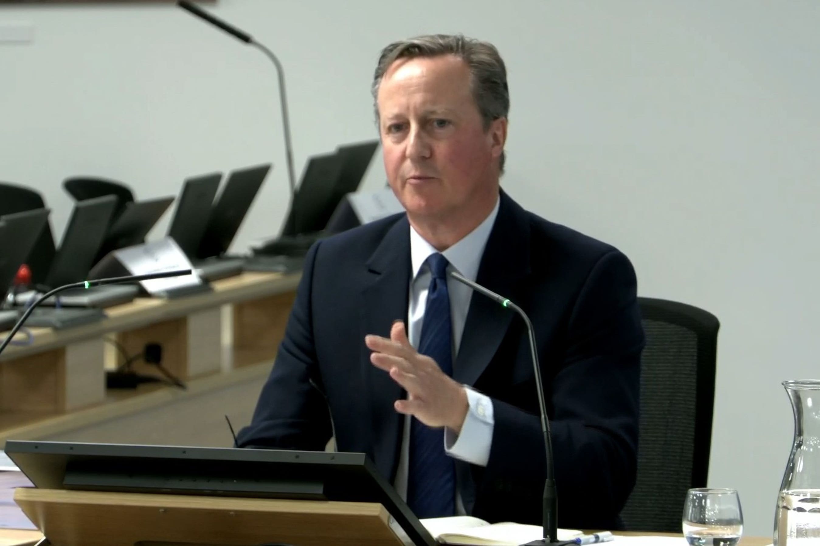 Former prime minister David Cameron giving evidence to the UK Covid-19 Inquiry in Paddington, west London, on Monday