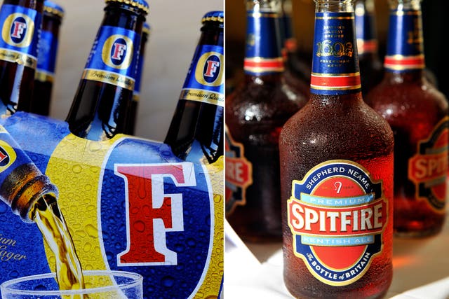 <p>Foster’s and Spitfire ale are among the beers that have seen their alcohol content lowered as part of ‘drinkflation'</p>