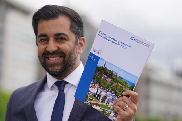 Humza Yousaf at the launch of the latest Building a New Scotland prospectus paper (Andrew Milligan/PA)