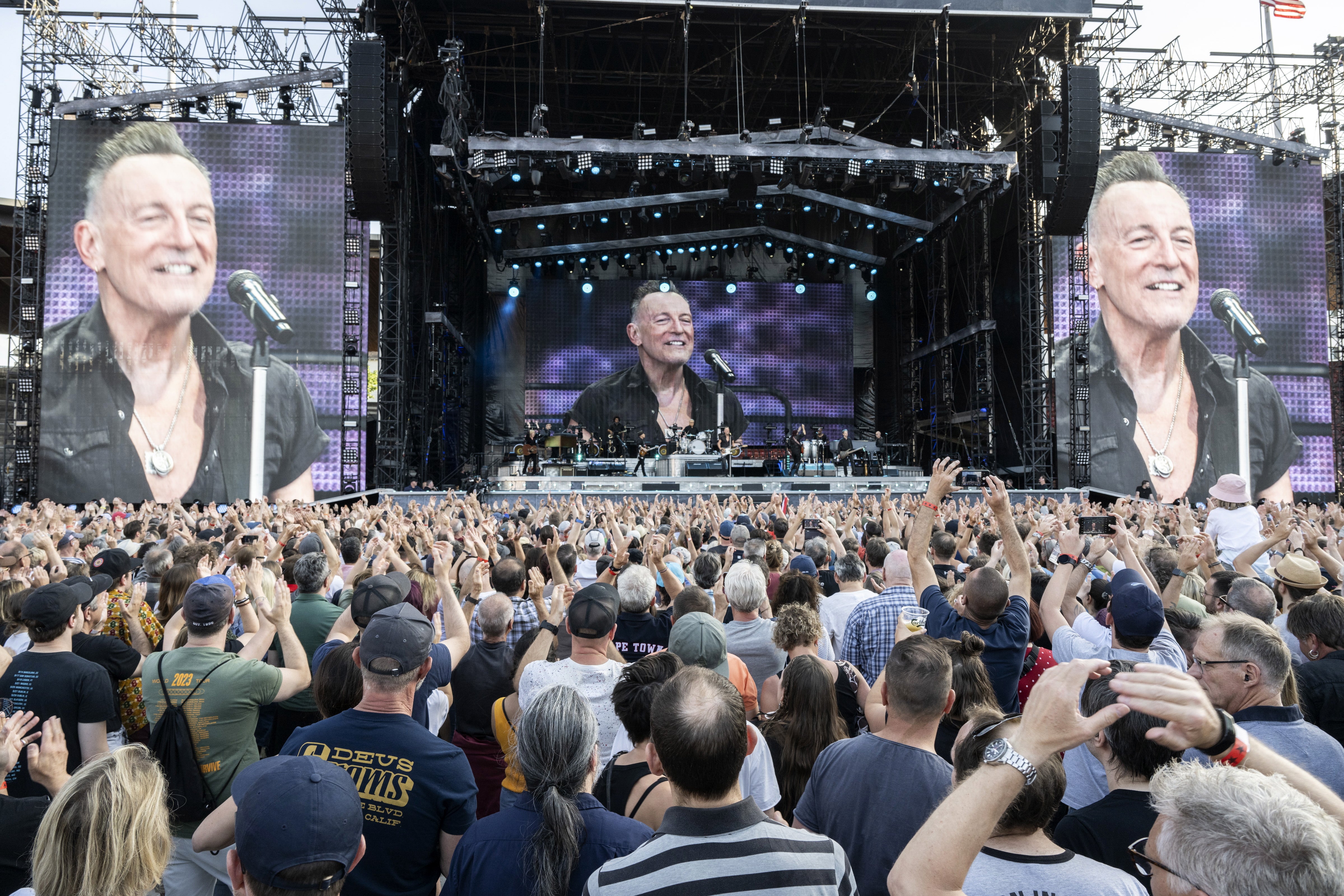 Bruce Springsteen with the E Street Band at the Letzigrund stadium in Zurich on 13 June