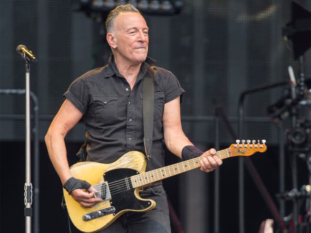 <p>Bossing it: Bruce Springsteen performing at Villa Park on 16 June</p>