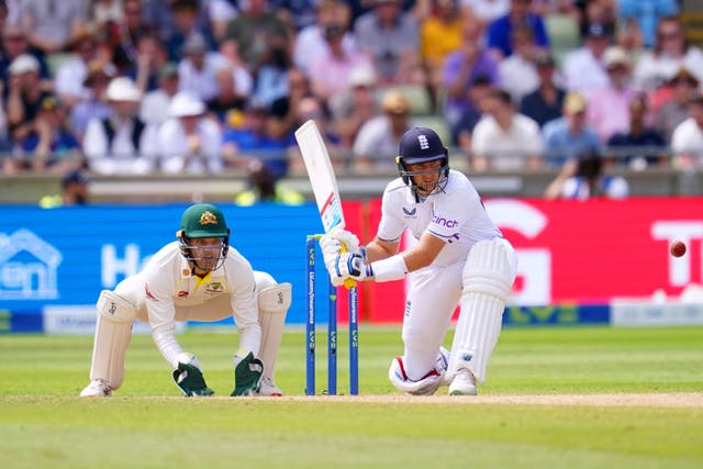 England’s Joe Root bats during day four of the first Ashes Test (Nick Potts/PA)