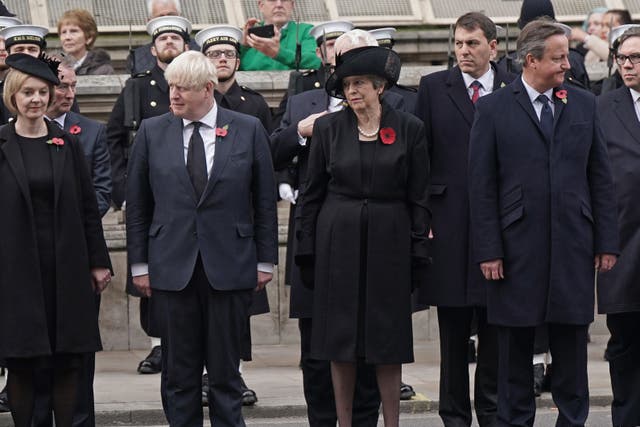 Former prime ministers Boris Johnson and Theresa May (Yui Mok/PA)