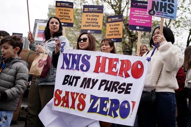 NHS workers on the picket line (Jordan Pettitt/PA)