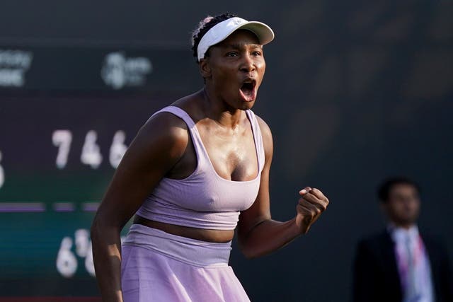 Venus Williams celebrates victory against Camila Giorgi (Jacob King/PA)