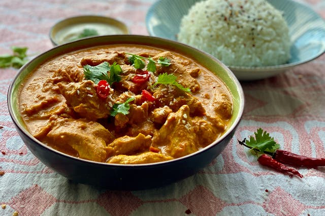 <p>Butter ‘chicken’: a vegan twist on the popular Indian dish </p>