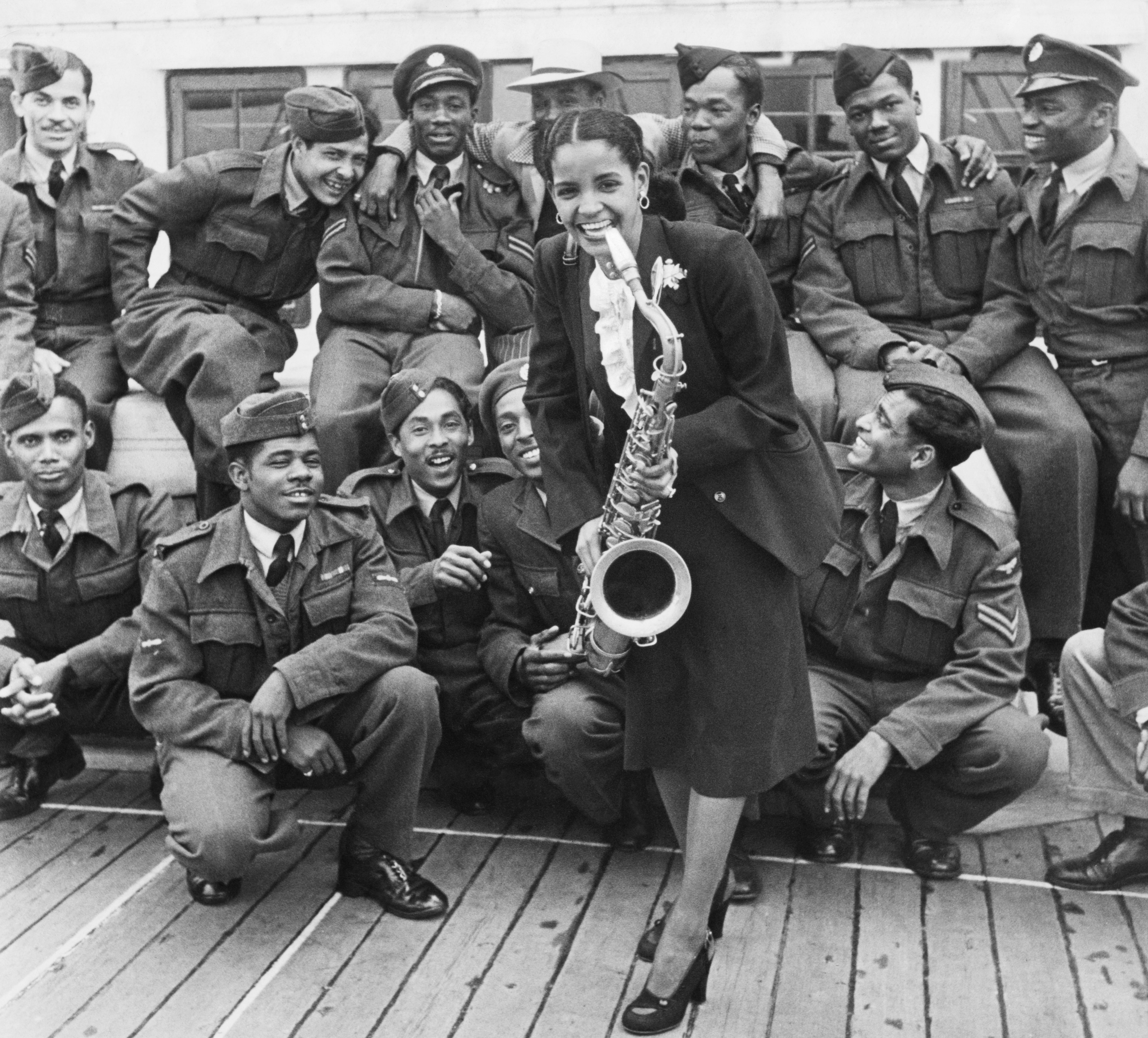 Mona Baptiste on The Empire Windrush at Tilbury Docks