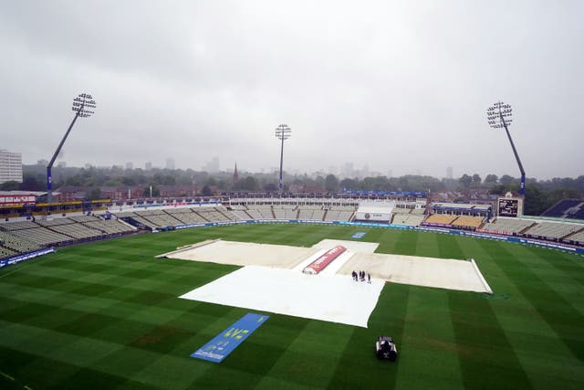 The morning session of the fifth day of the first Ashes test was washed out at Edgbaston (Martin Rickett/PA)