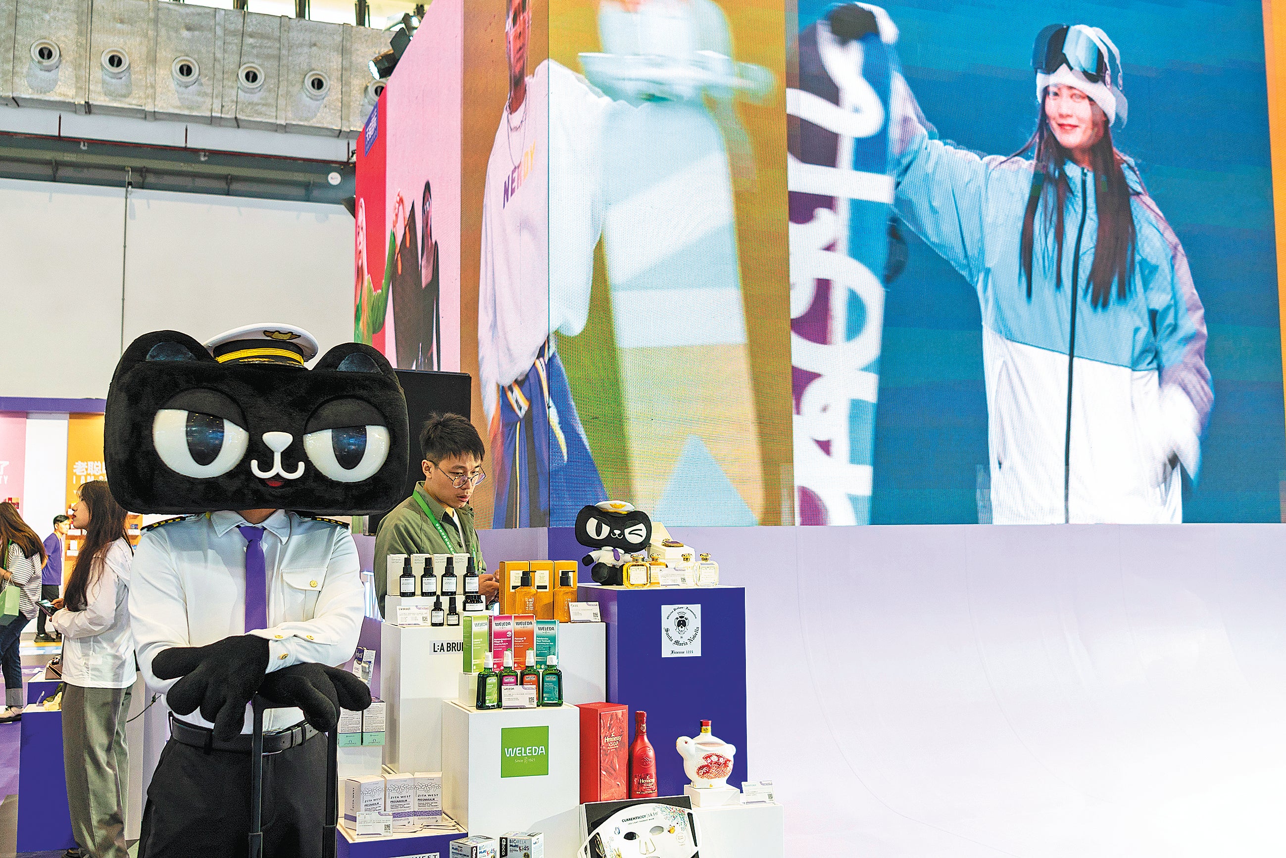 The booth of Tmall Global, the cross-border e-commerce site of Alibaba Group, is seen at the third China International Consumer Products Expo held in Haikou, Hainan province, in April 2023