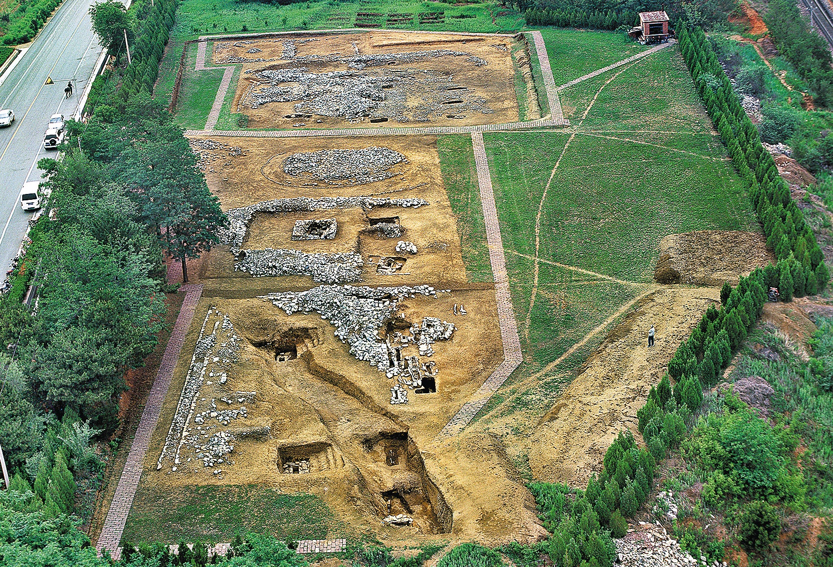 An aerial view of the Niuheliang site, a representative of Hongshan Culture in Liaoning province