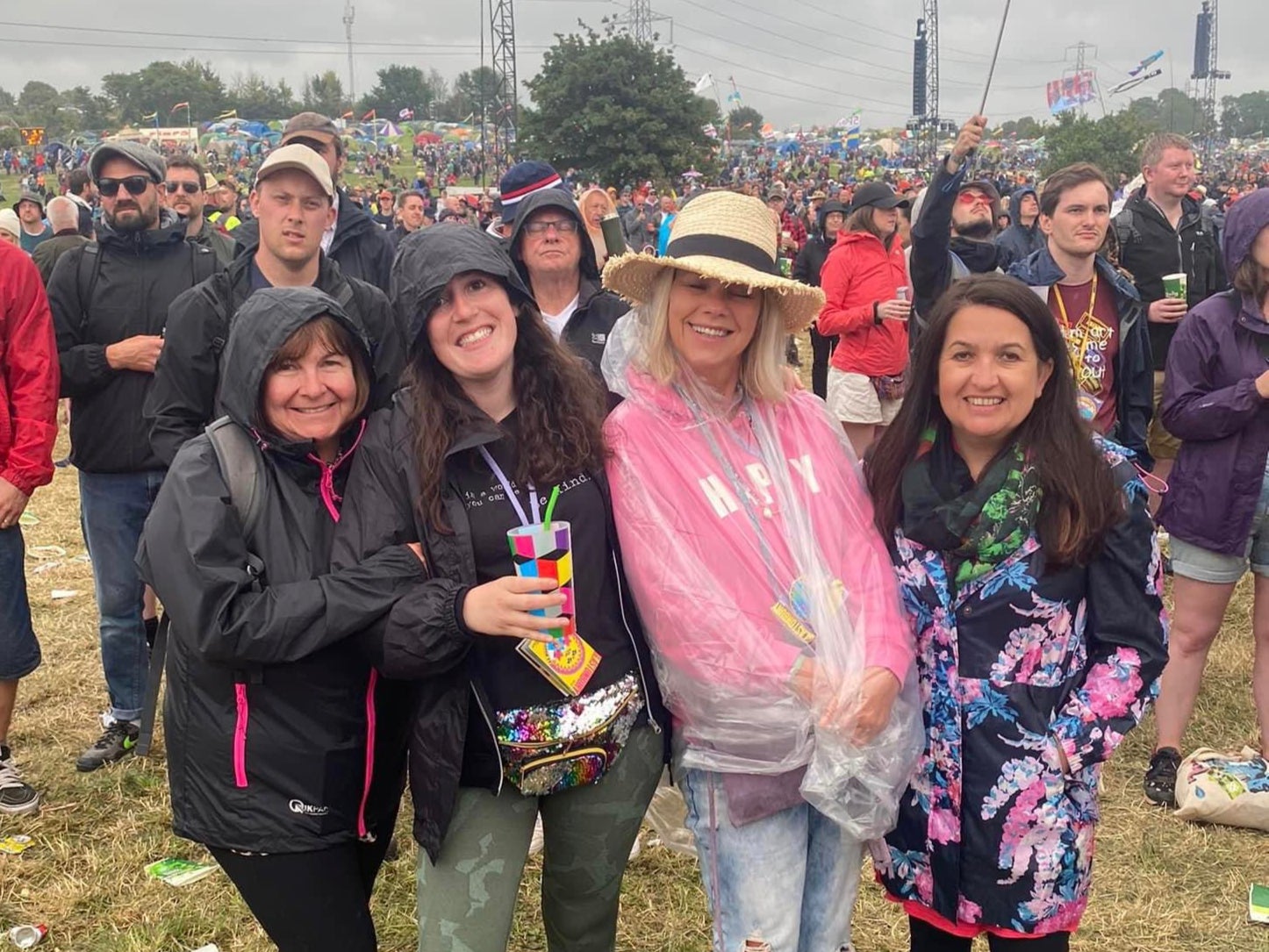 Niki Green and her friends at Glastonbury Festival