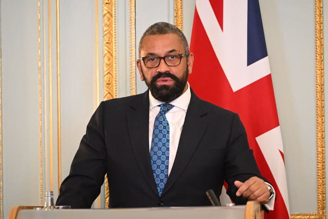 Foreign Secretary James Cleverly during a press conference with US Secretary of State Antony Blinken in London (Leon Neal/PA)