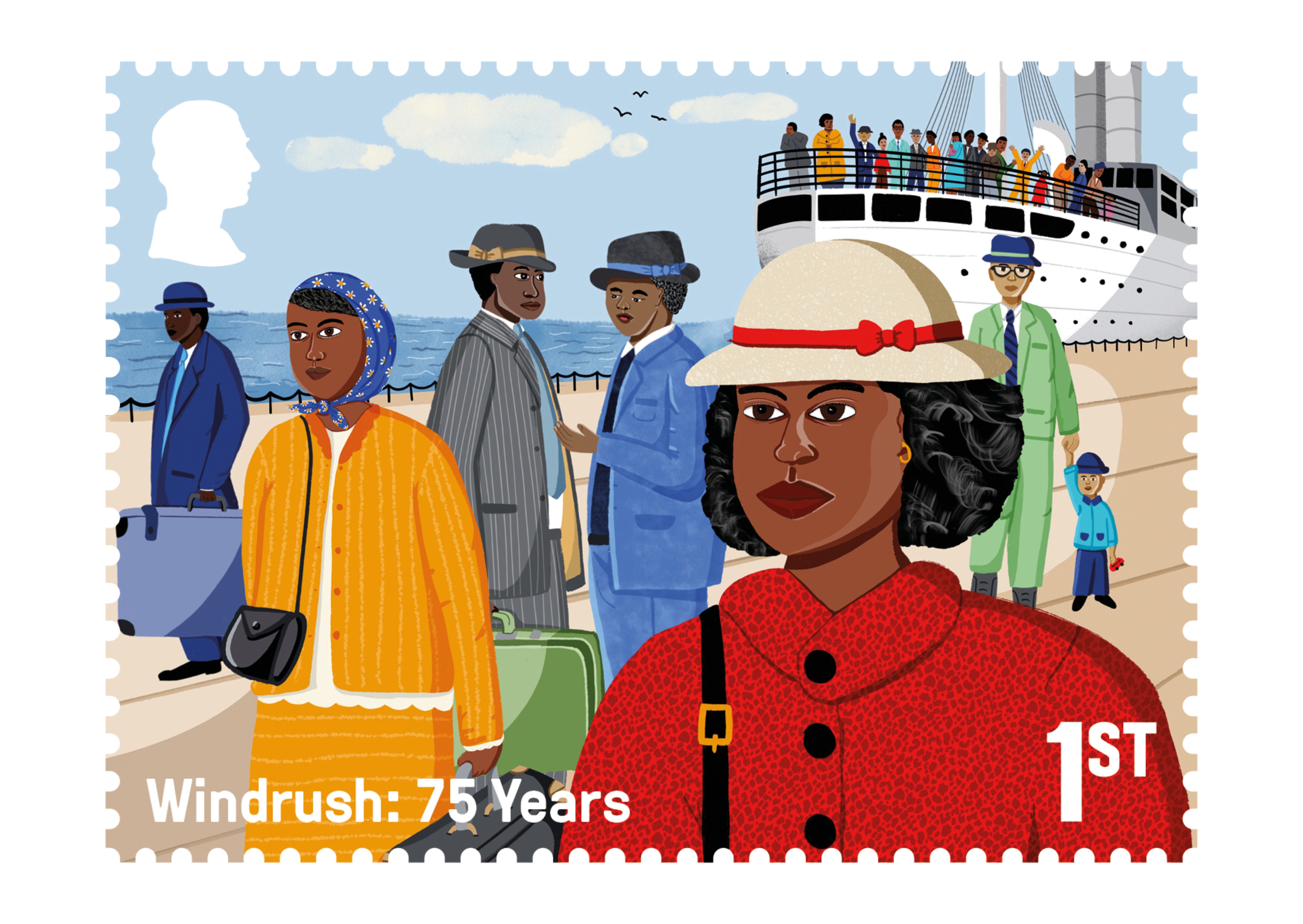 Stamps released by Royal Mail marking the 75th anniversary of the arrival of MV Empire Windrush to the UK on 22nd June 1948