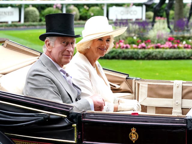 <p>The carriage of King Charles III and Queen Camilla arrives for day one of Royal Ascot at Ascot Racecourse, Berkshire</p>