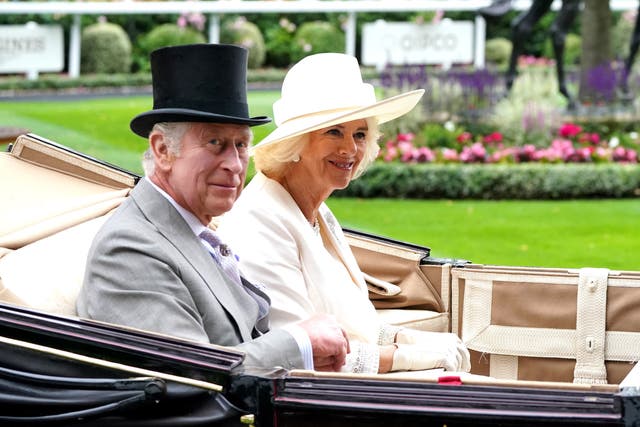 <p>The carriage of King Charles III and Queen Camilla arrives for day one of Royal Ascot at Ascot Racecourse, Berkshire</p>