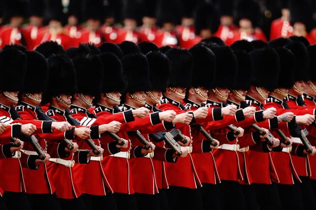 Soldiers of the Household Division during the Trooping the Colour. The Government plans to reduce the size of the army to 73,000 regular troops (Aaron Chown/PA)