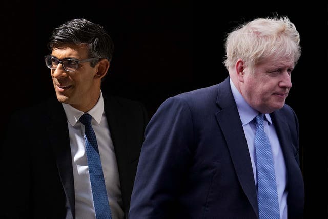<p>Boris Johnson and Rishi Sunak are at odds over Brexit again</p>