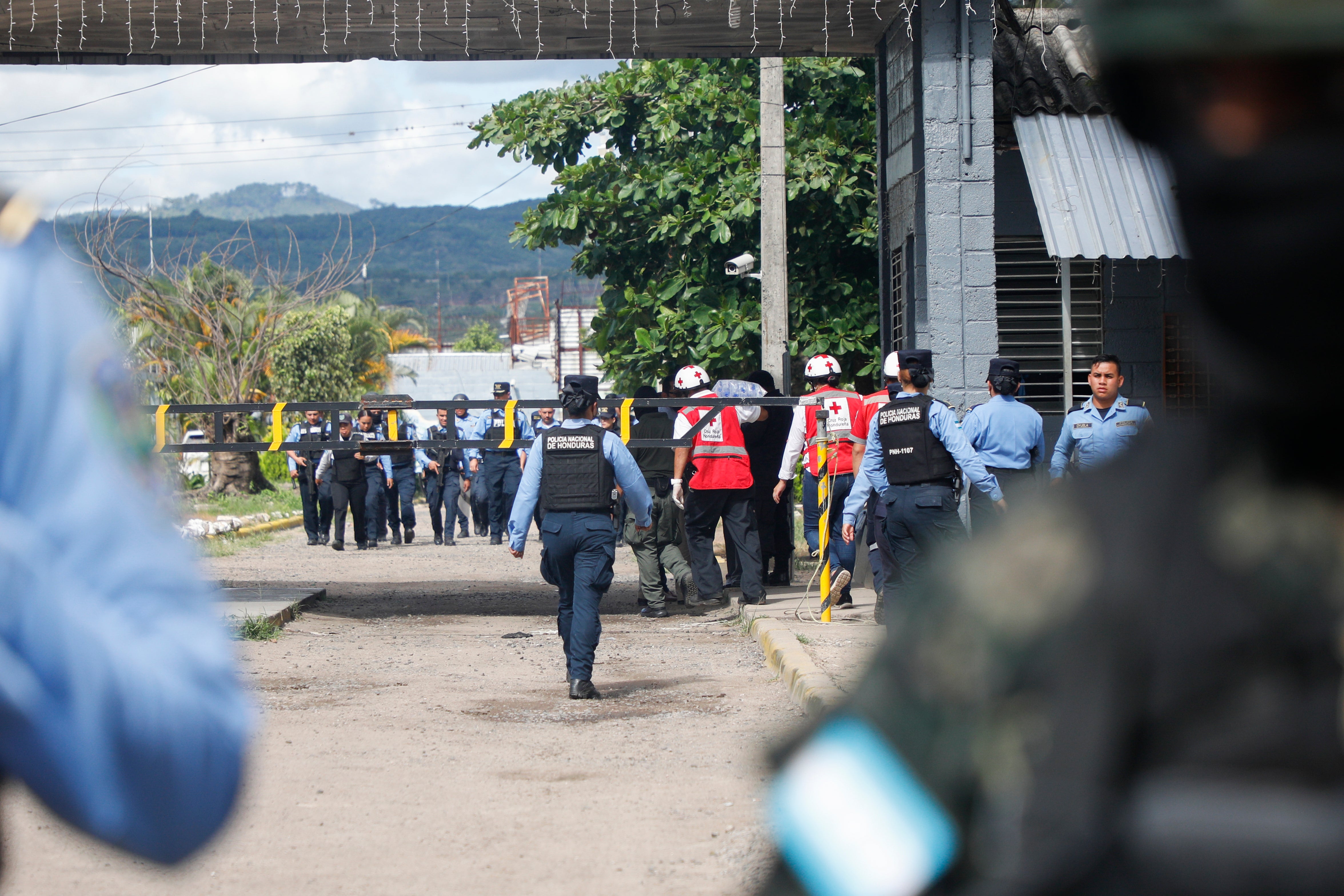 Police outside the prison