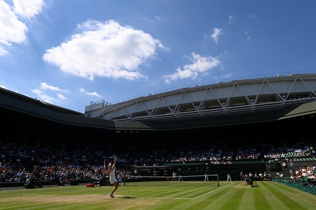 <p>A view inside Wimbledon’s Centre Court</p>