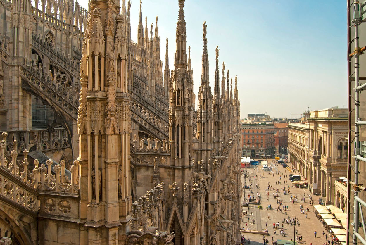 A view from up high on the Duomo’s rooftops