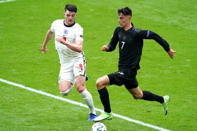 England’s Declan Rice (left) and Germany’s Kai Havertz could soon be team-mates at Arsenal (Mike Egerton/PA)