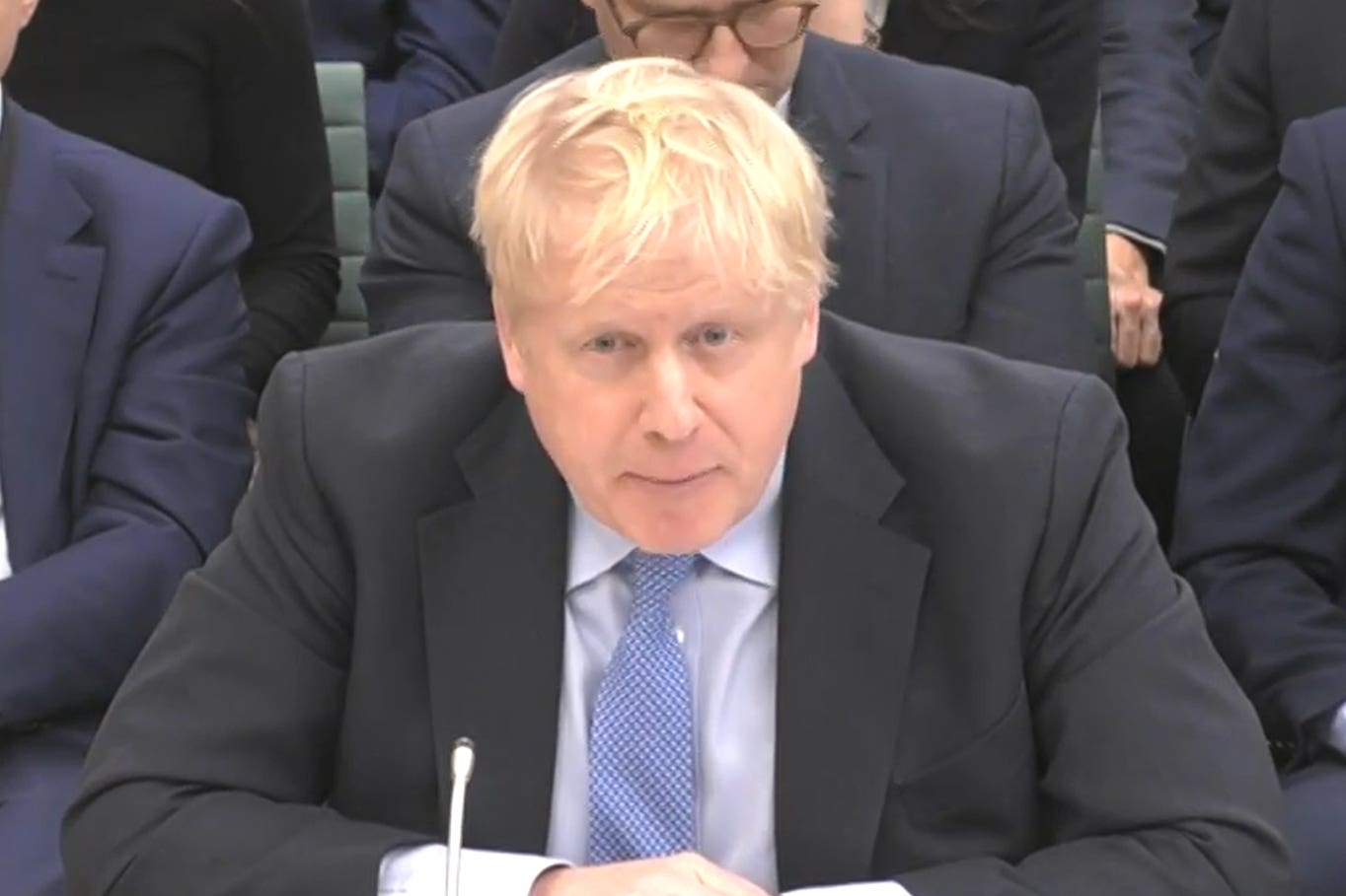 Boris Johnson giving evidence to the Privileges Committee in March