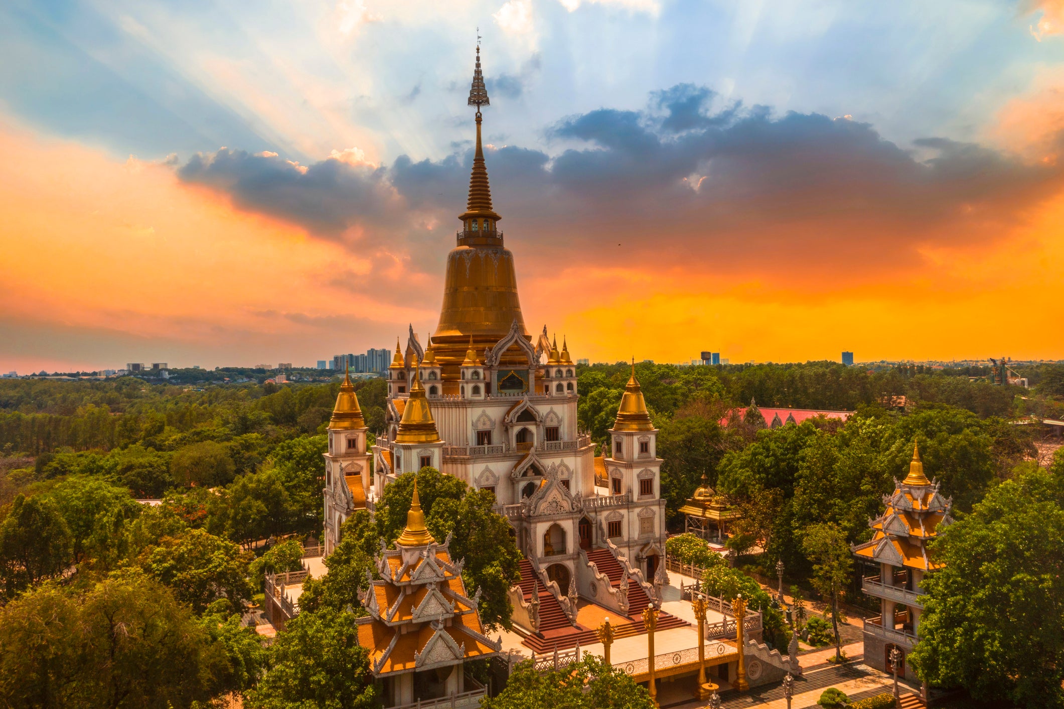 Buddhist pagodas overlook Ho Chi Minh City