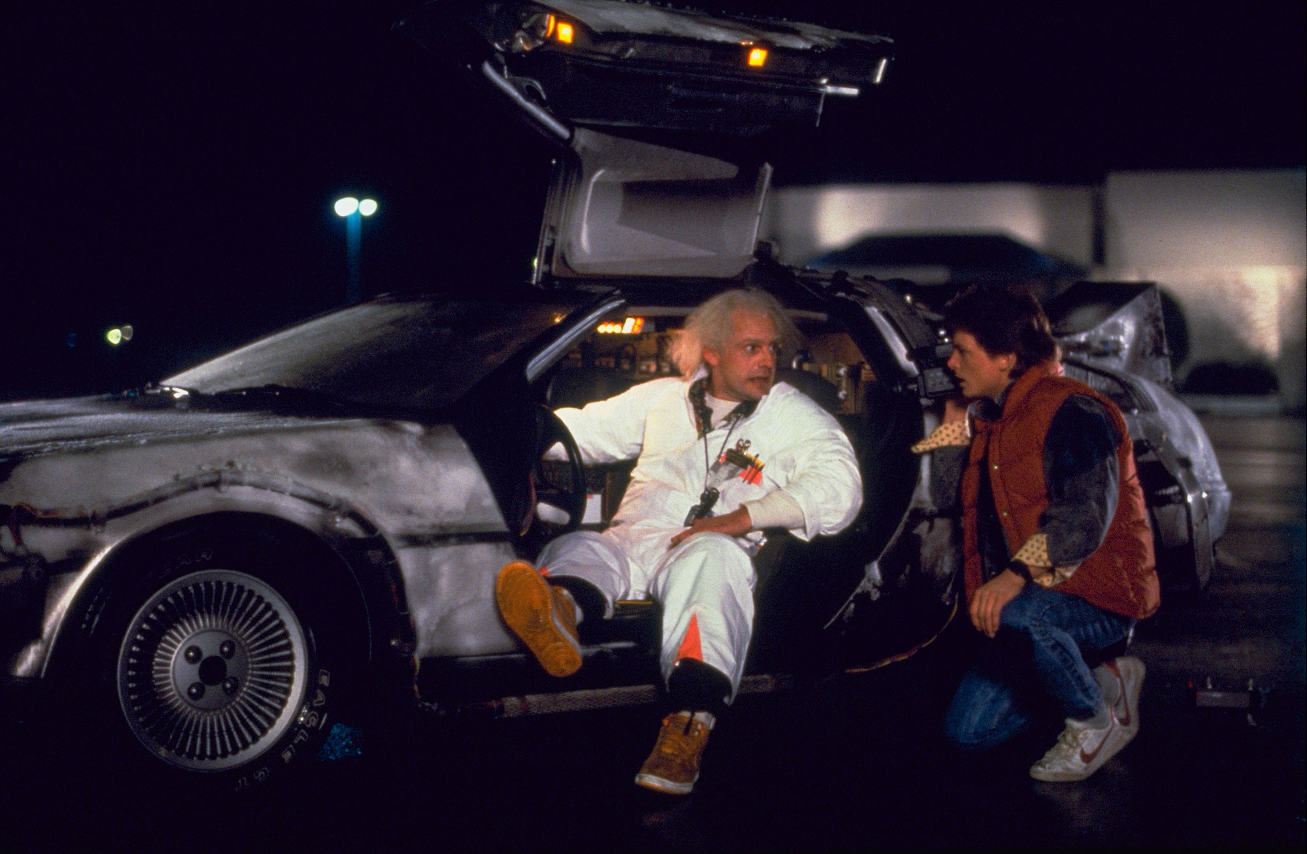 Michael J Fox as Marty McFly and Christopher Lloyd as Emmett ‘Doc’ Brown in ‘Back to the Future’ (1985)